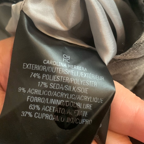 CH Carolina Herrera Grey Floral Embossed Jacquard Belted Knee Length Dress s 2 - Picture 12 of 13